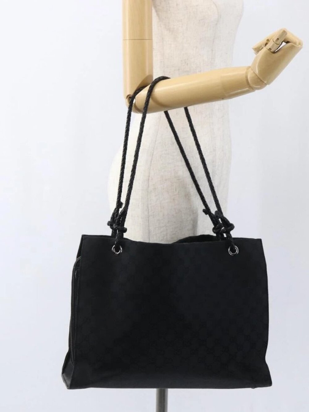 GUCCI GG Canvas Tote Bag Black 109140 Auth ep13339